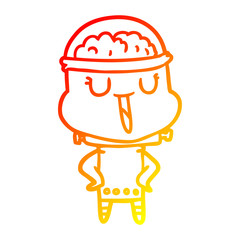 warm gradient line drawing happy cartoon robot