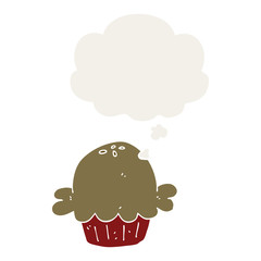 cartoon pie and thought bubble in retro style