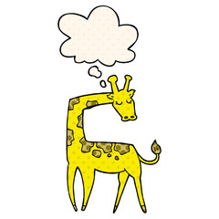 cartoon giraffe and thought bubble in comic book style