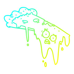 cold gradient line drawing melting pizza cartoon