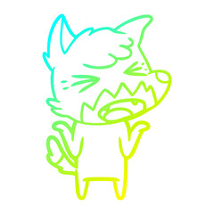 cold gradient line drawing angry cartoon fox