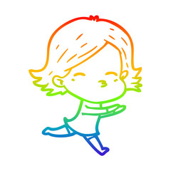 rainbow gradient line drawing cartoon woman