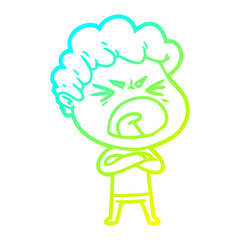 cold gradient line drawing cartoon furious man