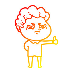 warm gradient line drawing cartoon angry man
