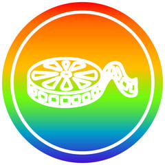 movie film reel circular in rainbow spectrum
