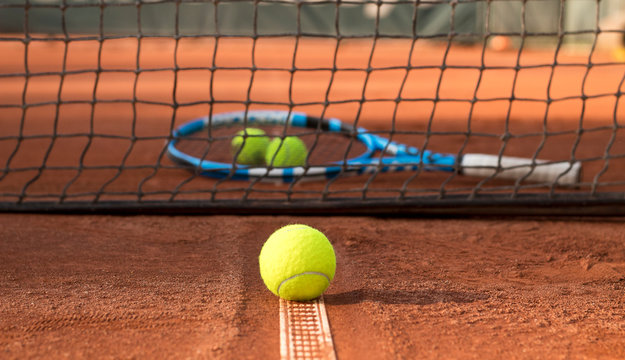 tennis ball on a tennis court  