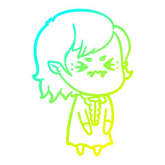 cold gradient line drawing annoyed cartoon vampire girl