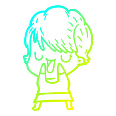 cold gradient line drawing cartoon woman talking