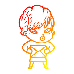 warm gradient line drawing cartoon woman