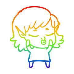 rainbow gradient line drawing pretty cartoon elf girl