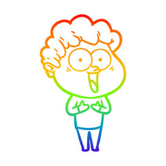 rainbow gradient line drawing cartoon happy man