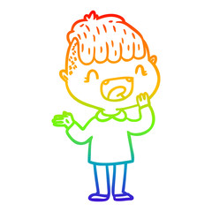rainbow gradient line drawing cartoon happy boy laughing