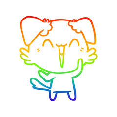 rainbow gradient line drawing happy little dog cartoon