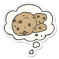 cartoon cookies and thought bubble as a printed sticker