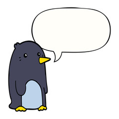 cartoon penguin and speech bubble