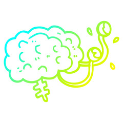 cold gradient line drawing cartoon monster brain