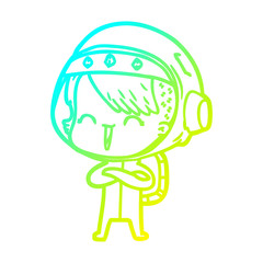 cold gradient line drawing happy cartoon space girl