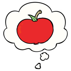 cartoon apple and thought bubble
