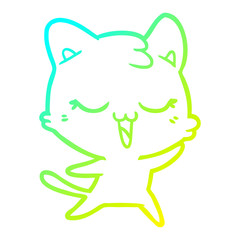 cold gradient line drawing happy cartoon cat