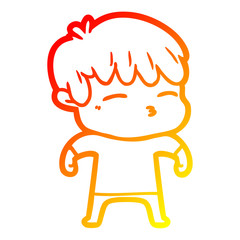 warm gradient line drawing cartoon curious boy