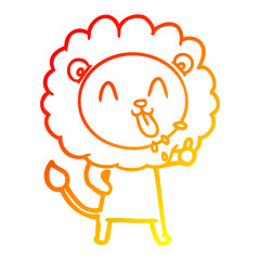 warm gradient line drawing happy cartoon lion