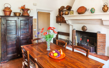 Interior of an old house in Tuscany