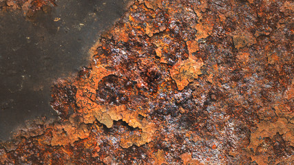 Rusty metal texture with streaks of rust, soft focus for vintage grunge surface backgrounds