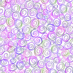seamless pattern, hand illustration, curls and circles. Design for fabric, wallpaper, wrapping paper, prints.