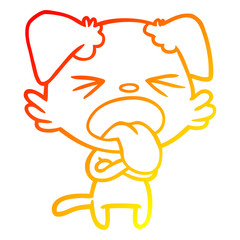 warm gradient line drawing cartoon disgusted dog