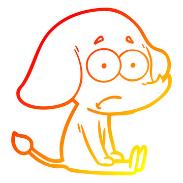 recommend clip art: warm gradient line drawing cartoon unsure elephant sat on floor