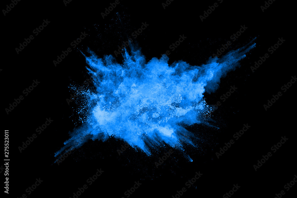 Canvas Prints abstract blue powder splatted background,freeze motion of color powder exploding/throwing color powd