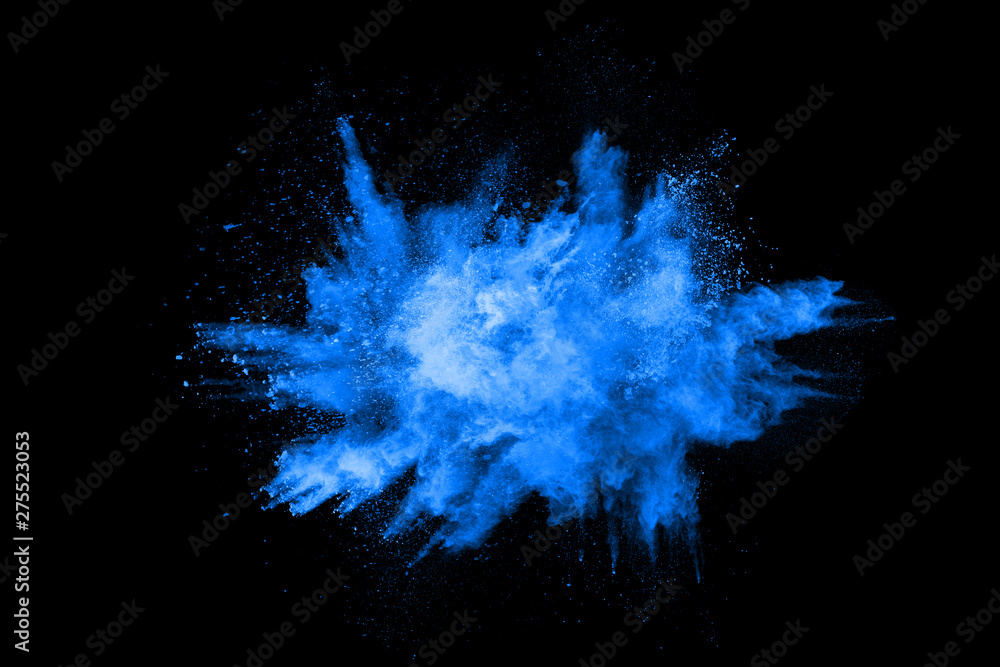 Canvas Prints abstract blue powder splatted background,freeze motion of color powder exploding/throwing color powd