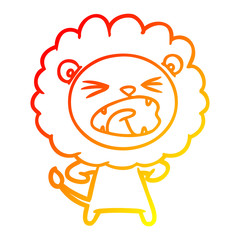 warm gradient line drawing cartoon angry lion
