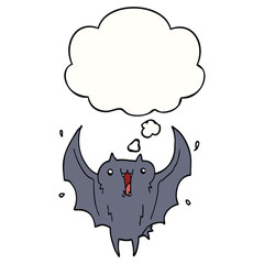 cartoon happy vampire bat and thought bubble