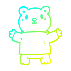 cold gradient line drawing cartoon teddy bear