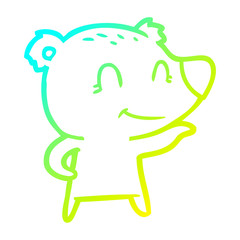 cold gradient line drawing friendly bear cartoon