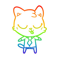 rainbow gradient line drawing cartoon business cat