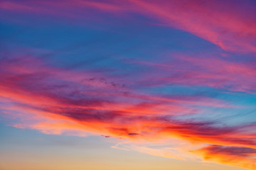 Amazing cloudscape on the sky at sunset.