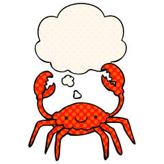 cartoon crab and thought bubble in comic book style