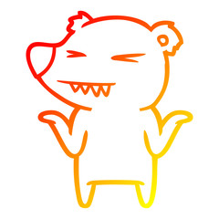 warm gradient line drawing angry polar bear cartoon shrugging shoulders