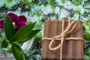 Handmade moisturizing Frankincense & Myrrh Goat's Milk Bar Soap decorated with  Bamboo, Orchid and...