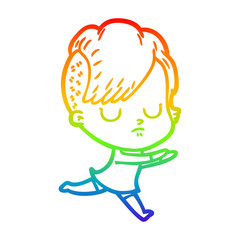 rainbow gradient line drawing cartoon woman