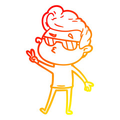 warm gradient line drawing cartoon cool guy
