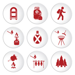 Set of travel and camping equipment icons