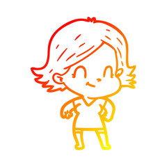 warm gradient line drawing cartoon friendly girl