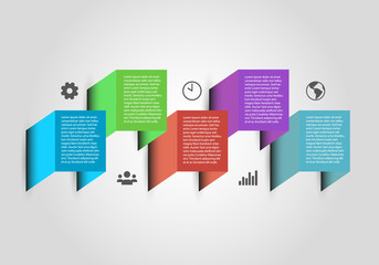 Five text color banners and icons web vector info graphic