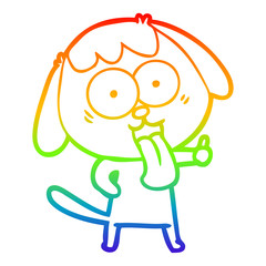 rainbow gradient line drawing cute cartoon dog