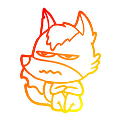 warm gradient line drawing cartoon annoyed wolf