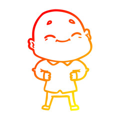 warm gradient line drawing cartoon happy bald man
