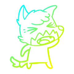 cold gradient line drawing angry cartoon fox